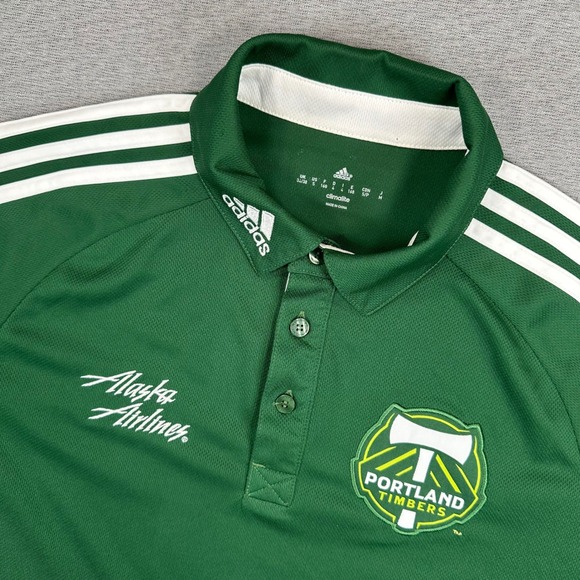 adidas Other - Portland Timbers Adidas Polo Shirt Mens Small Green Alaska Airlines MLS Soccer
